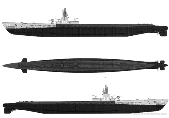 Submarine USS SS-212 Gateau (Submarine) (1942) - drawings, dimensions, pictures