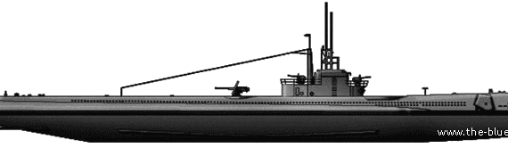 Submarine USS SS-212 Gato (Submarine) - drawings, dimensions, figures