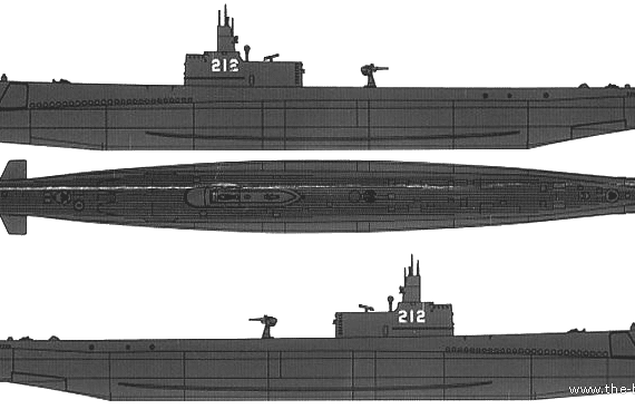 Подводная лодка USS SS-212 Gato (Submarine) (1941) - чертежи, габариты, рисунки