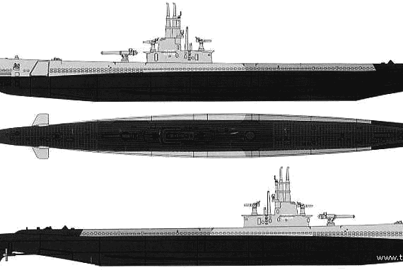 Submarine USS SS-285 Balao (Submarine) - drawings, dimensions, figures