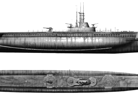 Подводная лодка USS SS-417 Trench (1945) - чертежи, габариты, рисунки