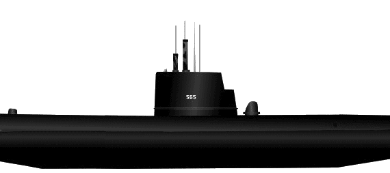 Подводная лодка USS SS565 Wahoo - чертежи, габариты, рисунки