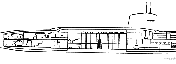 Подводная лодка USS SSBN-598 George Washington - чертежи, габариты, рисунки