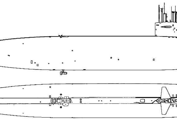 Подводная лодка USS SSN-593 Thresher {Submarine) - чертежи, габариты, рисунки