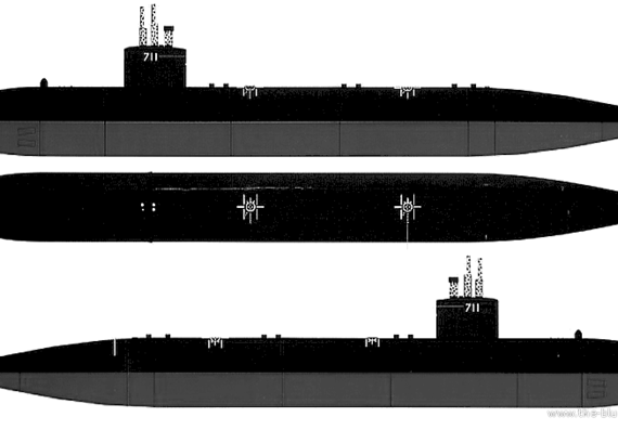 Подводная лодка USS SSN-711 San Francisco - чертежи, габариты, рисунки