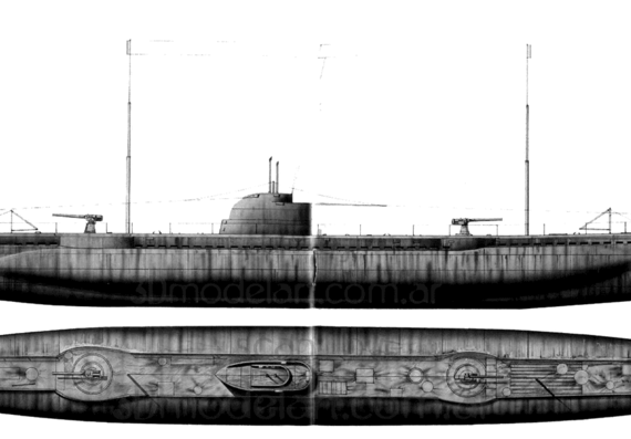 Submarine USS SSN Sturgeon QueenFish - drawings, dimensions, figures