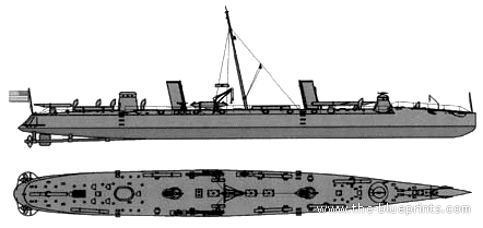 Submarine USS TB-5 Winslow (1897) - drawings, dimensions, pictures