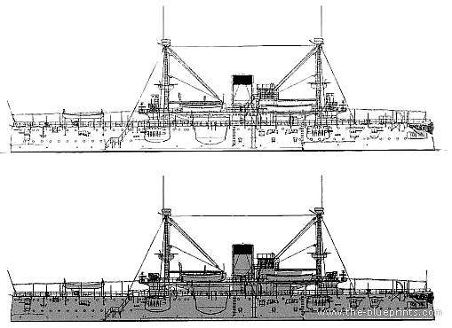 Боевой корабль USS Texas (2nd Class Battleship) (1895) - чертежи, габариты, рисунки