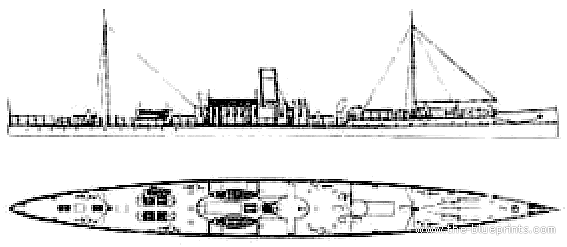 Ship USS Vesuvius (Gunship) (1904) - drawings, dimensions, pictures