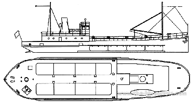 Ship USS YG-15 Garbage Lighter - drawings, dimensions, figures
