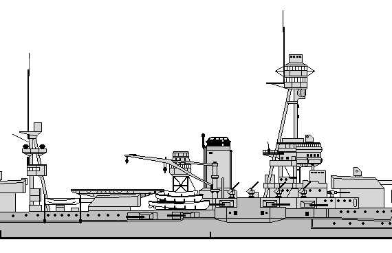 Корабль US BB-35 Texas Line Drawing (1933) - чертежи, габариты, рисунки
