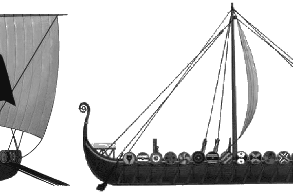 Корабль Viking Drakkar - чертежи, габариты, рисунки