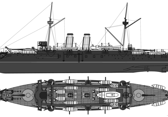 Ship Vizcaya (Armoured Cruiser) (Spain) (1898) - drawings, dimensions, pictures
