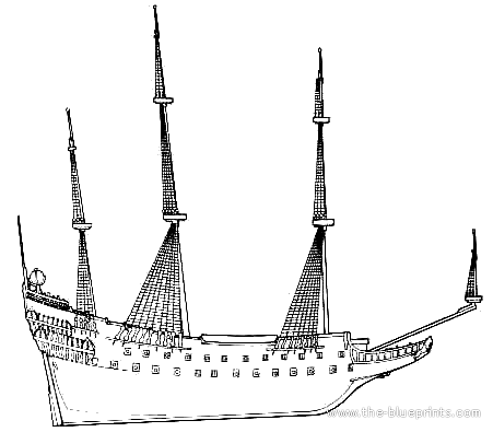 Корабль Wasa (1627) - чертежи, габариты, рисунки