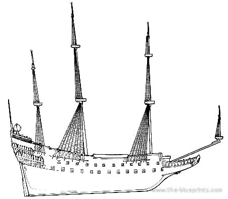 Корабль Wasa 1627 - чертежи, габариты, рисунки