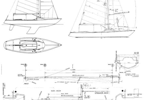 Marine vessel Yngling - drawings, dimensions, figures