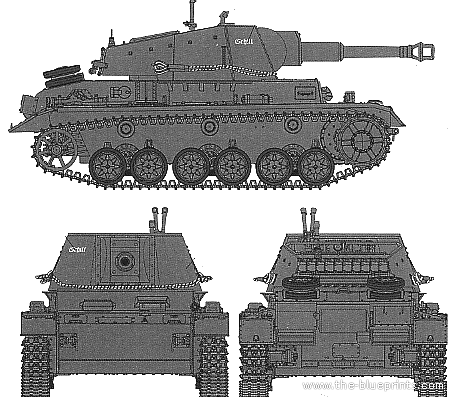 Tank 10.5cm LeFh18 auf Geschutzwagen IVb (SdKfz 165/1) - drawings, dimensions, figures