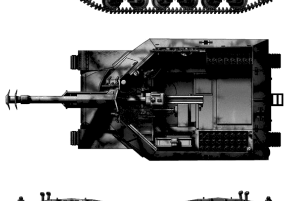Танк 10.5cm Le FH18 auf Geschutzwagen 39H(f) - чертежи, габариты, рисунки
