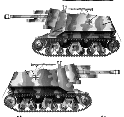 Tank 10.5cm leFH18 (Sf) H36 (f) SPG - drawings, dimensions, figures