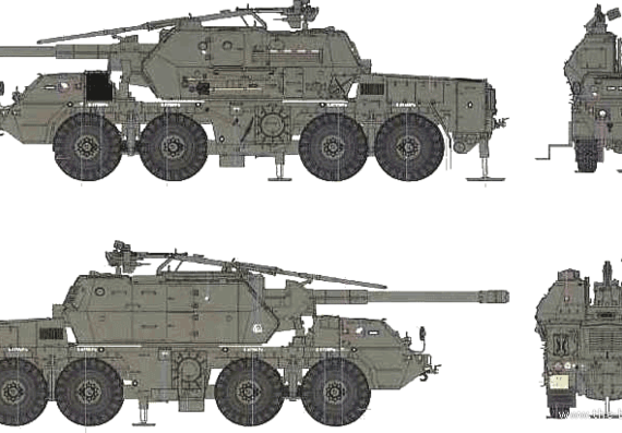 Tank 152mm ShKH Dana vz.77 - drawings, dimensions, figures