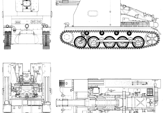 Tank 15cm SIG.33 auf Pz.Kpfw.I Ausf.B - drawings, dimensions, figures