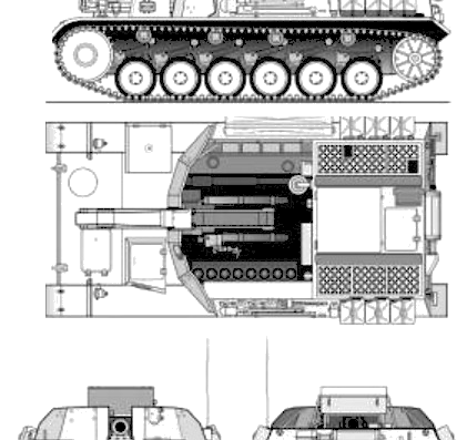Танк 15cm sIG33 B (sf) auf Pz..Kpfw.II - чертежи, габариты, рисунки
