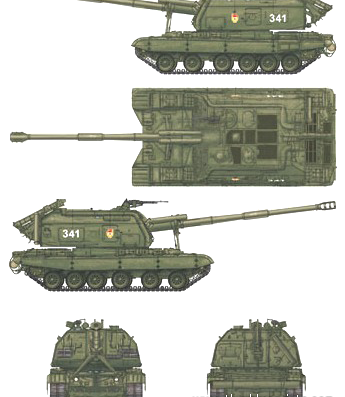 Tank 2S19 152mm SPG - drawings, dimensions, figures