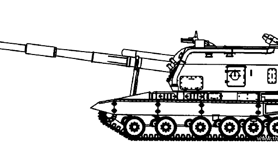 Танк 2S19 MSTA-S 152-mm SPH (USSR) - чертежи, габариты, рисунки