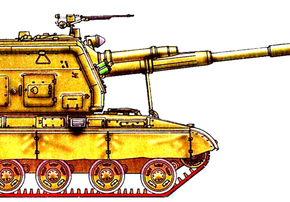 Tank 2S19 MSTA-S 155mm - drawings, dimensions, figures