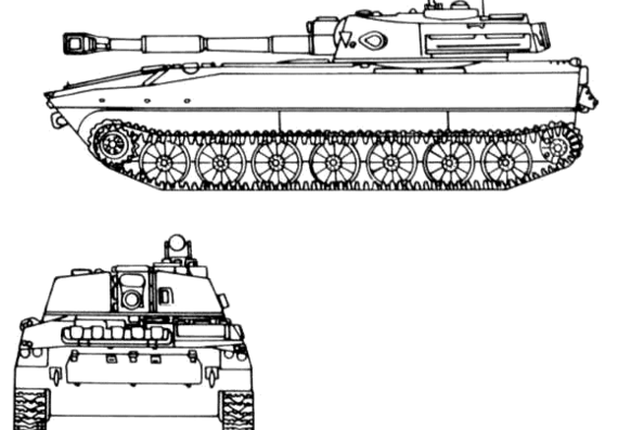 Танк 2S1 122mm SPG - чертежи, габариты, рисунки