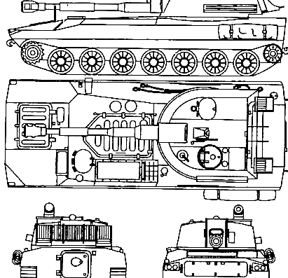 Tank 2S1 Gvozdica - drawings, dimensions, figures