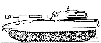 Tank 2S1 Gvozdika M1974 122mm SPG - drawings, dimensions, figures