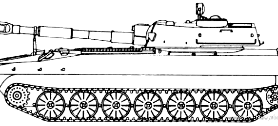 Танк 2S1 M- Gvozdika 122mm SPG (1974) - чертежи, габариты, рисунки