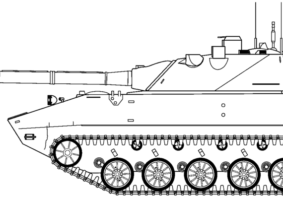 Tank 2S25 Sprut-SD - drawings, dimensions, figures