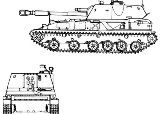 Танк 2S3 152mm SPG M1973 - чертежи, габариты, рисунки