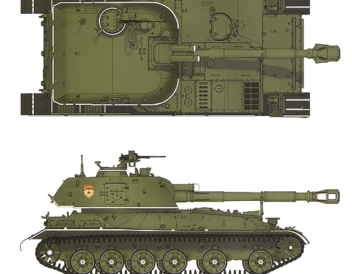 Tank 2S3 Akatsiya 152mm SPG - drawings, dimensions, figures