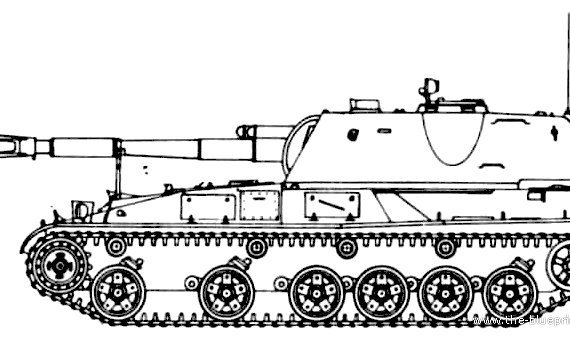 Танк 2S3 M- Akatsiya 152mm SPG (1973) - чертежи, габариты, рисунки