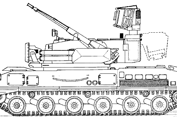 Tank 2S6 Tunguska 30-mm SPAAG - drawings, dimensions, figures