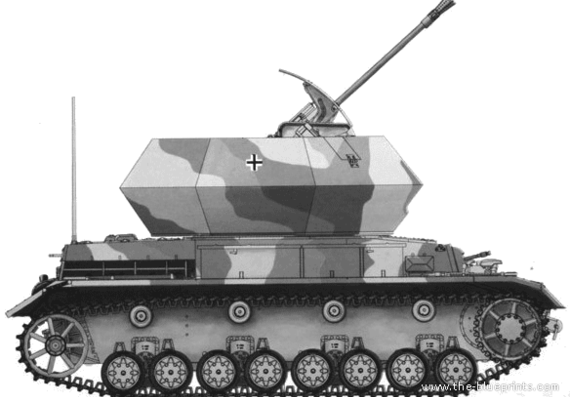 Танк 3.7cm Flak 43 Flakpanzer IV Ostwind - чертежи, габариты, рисунки