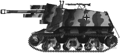 Танк 39(H) 10.5cm leFH18(Sf) auf Geschutzwagen - чертежи, габариты, рисунки