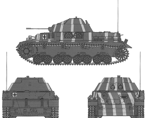 Tank 3cm MK103 Flakpanzer IV 'Kugelblitz' - drawings, dimensions, figures
