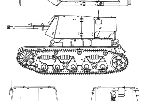 Tank 4.7cm Pak1 Pz.Kpfw.35R Panzerjager I - drawings, dimensions, figures