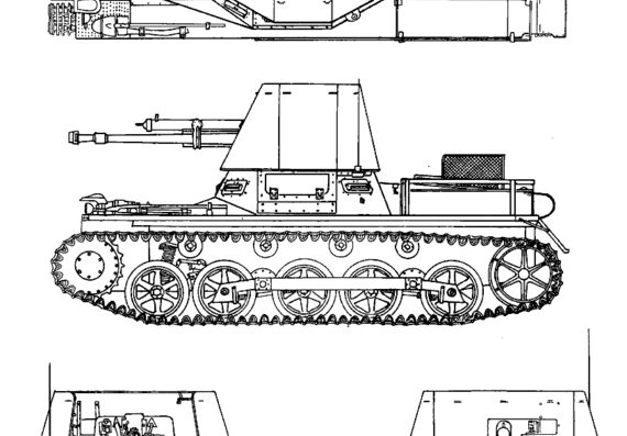 Tank 4.7cm Pak1 (Stl) Pz.Kpfw.I Ausf.B Panzerjager I - drawings, dimensions, figures