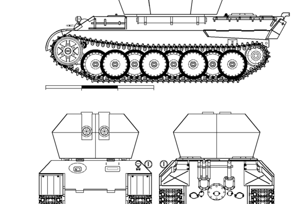 Танк 5.5cm Zwilling Flakpanzer mit Panther Fahrgestell - чертежи, габариты, рисунки
