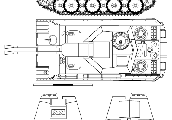Tank 5.5cm Zwilling Flakpanzer mit Panther Fahrgestell (Krupp) - drawings, dimensions, pictures