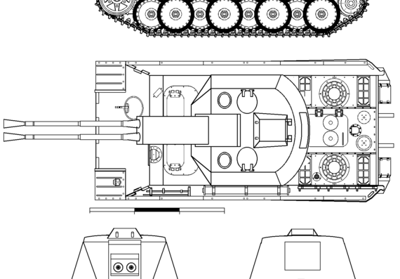 Танк 5.5cm Zwilling Flakpanzer mit Panther Fahrgestell (Rheinmetall) - чертежи, габариты, рисунки