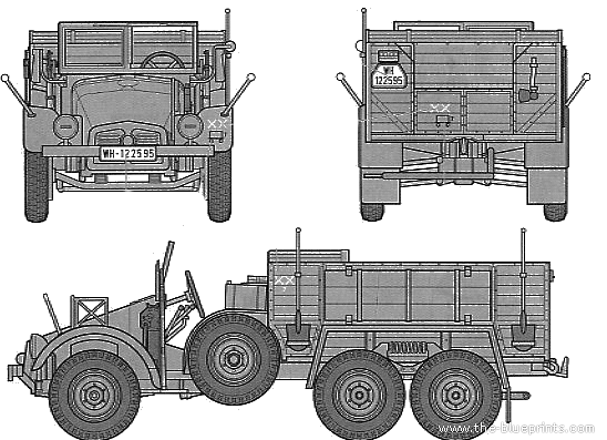 Танк 6 4 Truck Krupp Protze - чертежи, габариты, рисунки