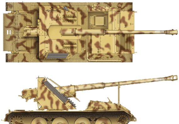 Танк 8.8cm Pak-43 Waffentrager - чертежи, габариты, рисунки