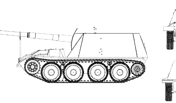 Танк 8.8cm Pak43 Waffentrager - чертежи, габариты, рисунки