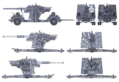 Tank 88mm Flak36 - drawings, dimensions, figures